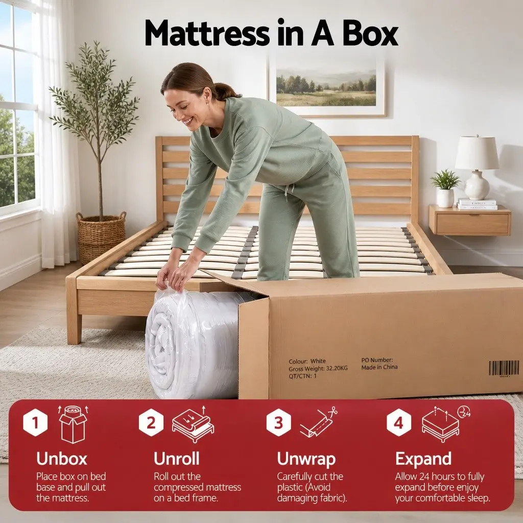 Single Mattress for Bedroom 23cm Pocket Spring Reversible Foam Medium Firm Firm Support