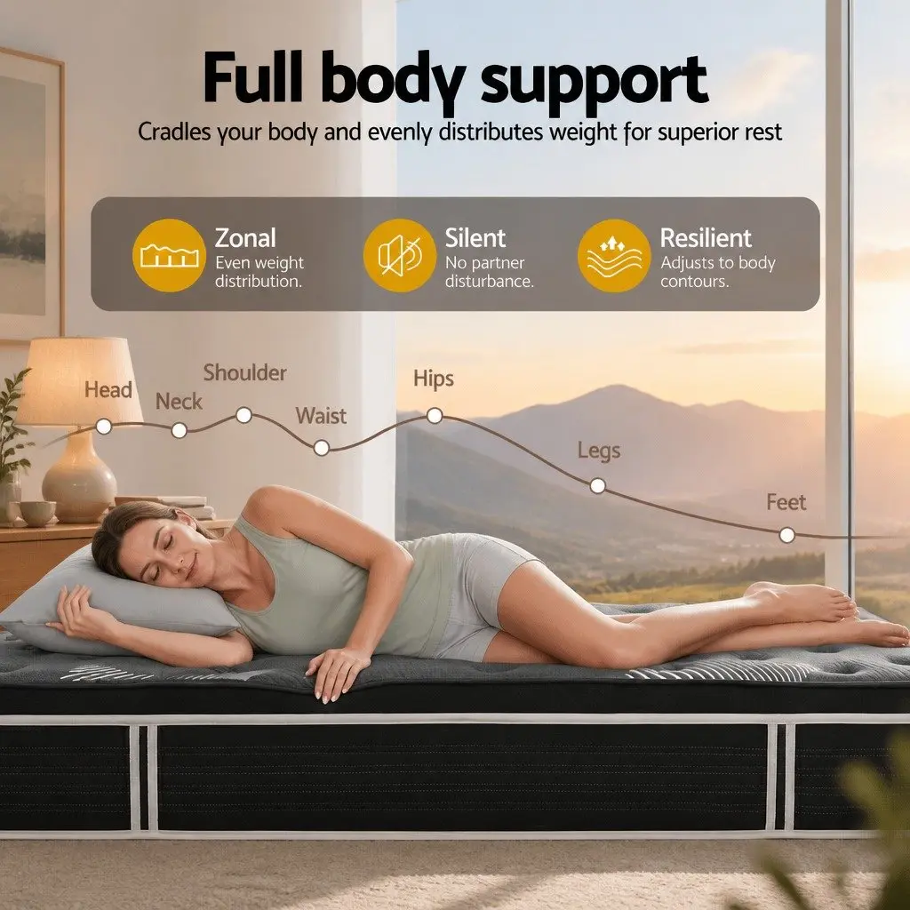 King Single Mattress 35cm Euro Top Graphene Memory Foam Medium Firm Pocket