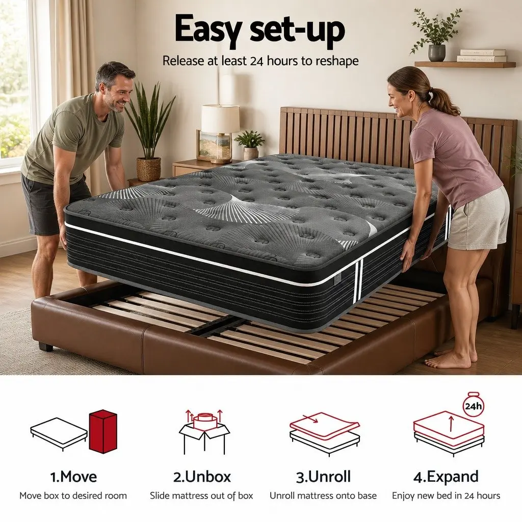 Queen Mattress 35cm Euro Top Medium Firm Pocket Spring Cooling Memory Foam Bed