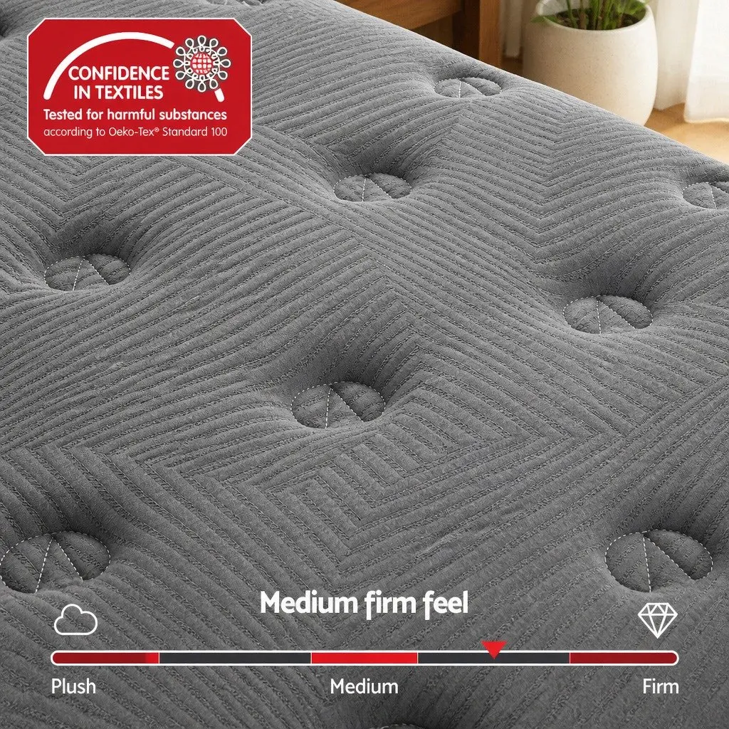 Queen Mattress 35cm Euro Top Medium Firm Pocket Spring Cooling Memory Foam Bed