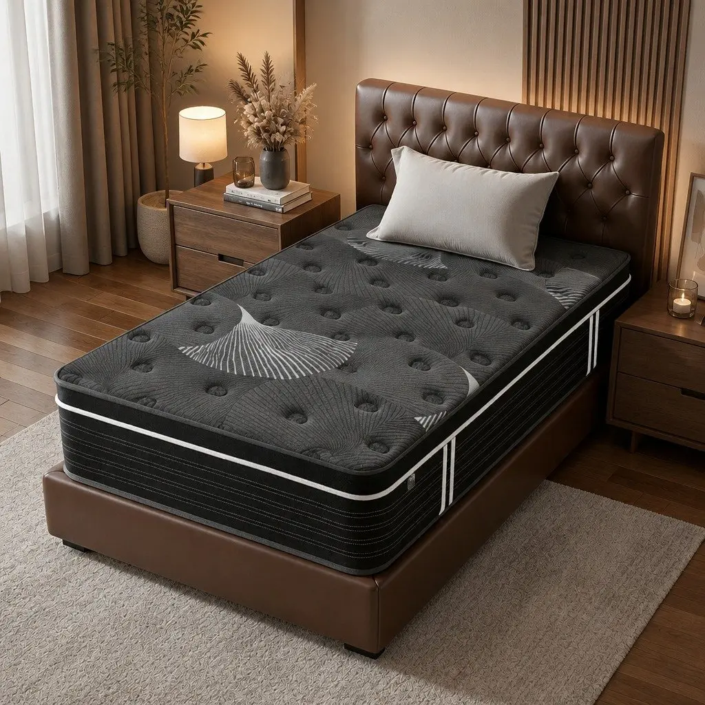 Single Mattress Euro Top 35cm Medium Firm Graphene Memory Foam Pocket Spring