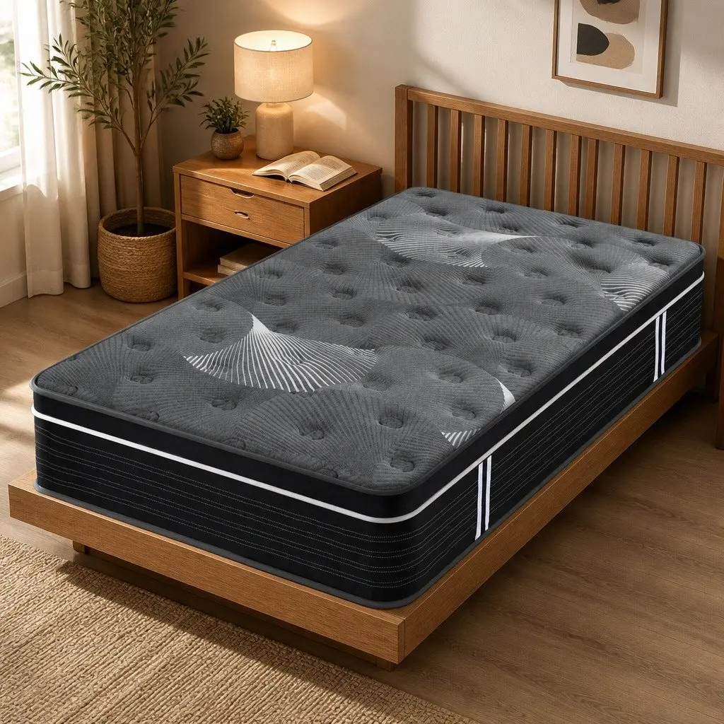 Single Mattress Euro Top 35cm Medium Firm Graphene Memory Foam Pocket Spring