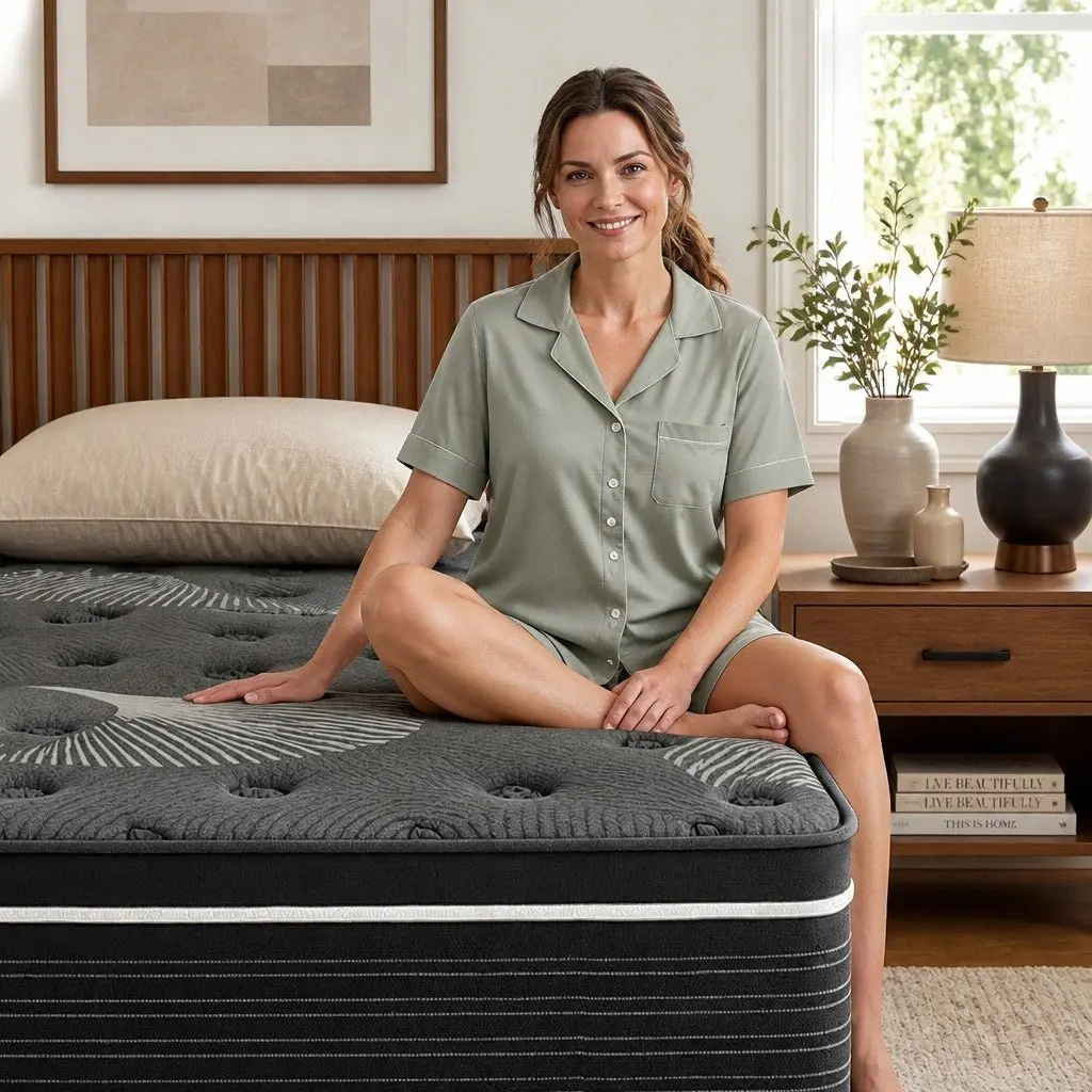 Single Mattress Euro Top 35cm Medium Firm Graphene Memory Foam Pocket Spring