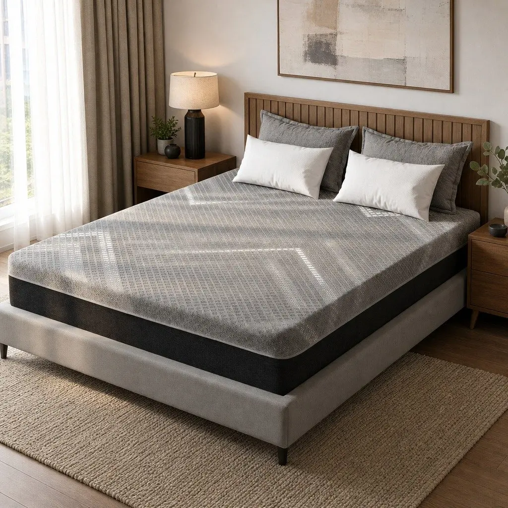 Double Mattress 26cm Firm Pocket Spring Dual Edge Support Grey Breathable