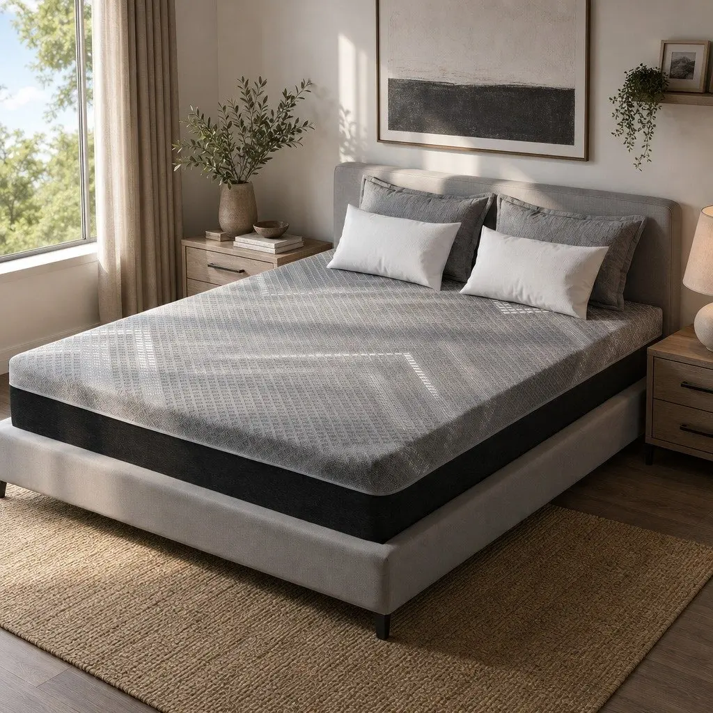 Queen Mattress 26cm Firm Pocket Spring Dual Edge Support Dark Grey Breathable