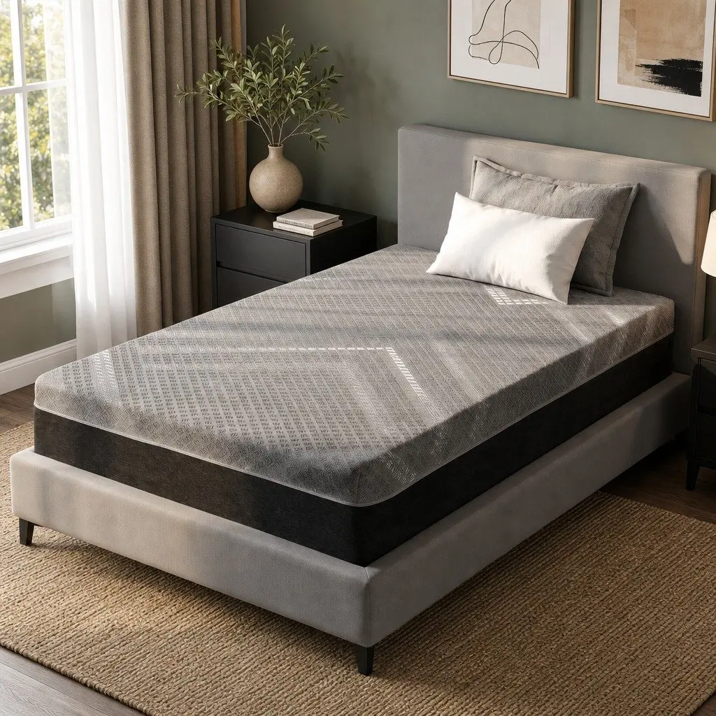 Single Mattress 26cm Firm Pocket Spring Dual Edge Support Dark Grey Bed