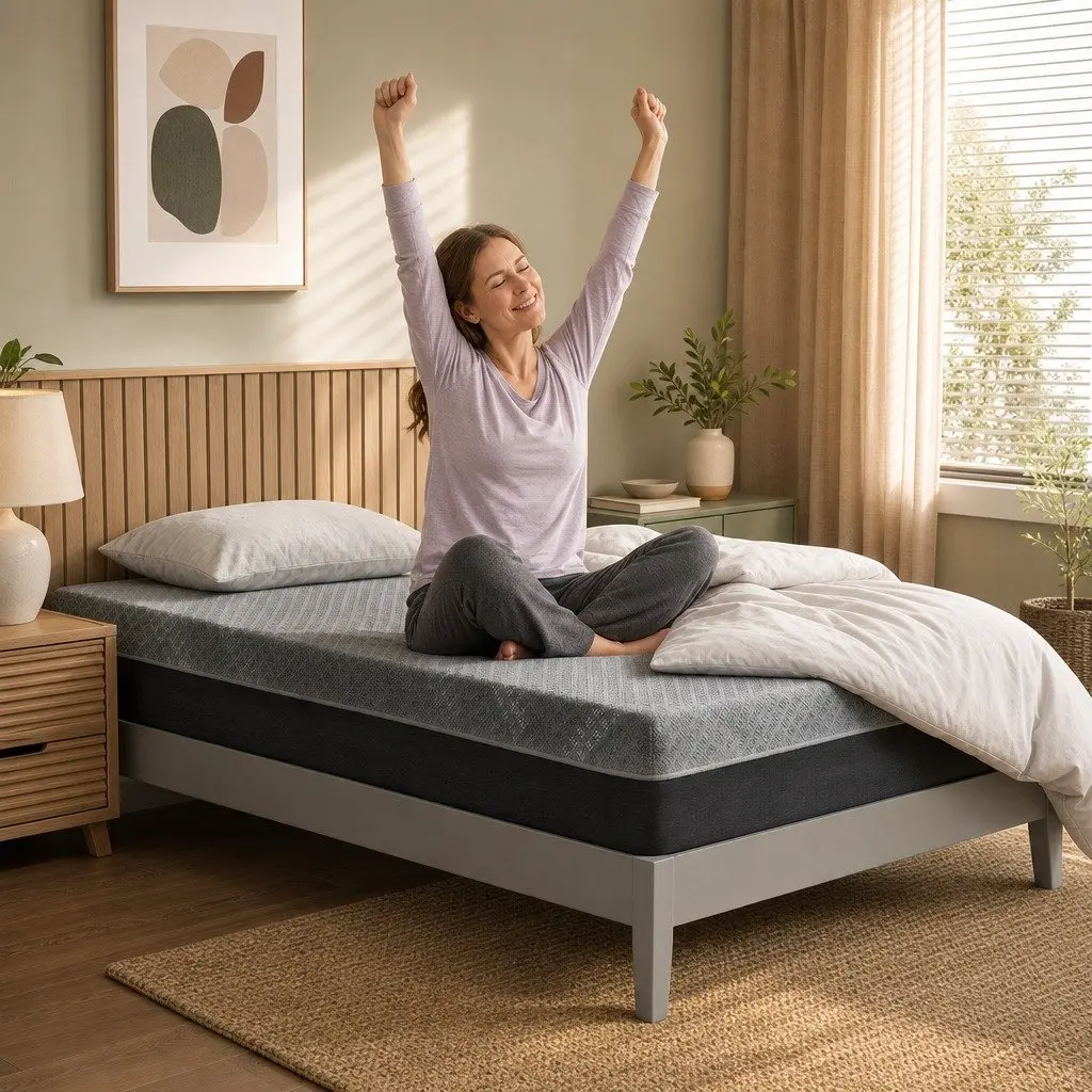 Single Mattress 26cm Firm Pocket Spring Dual Edge Support Dark Grey Bed