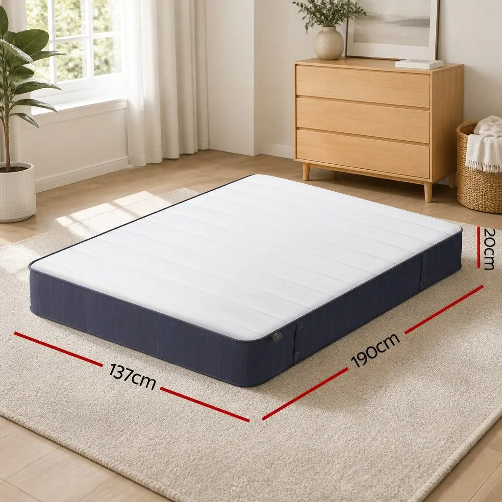 Double Mattress 20cm Firm Support Pocket Spring Tight Top Grey White