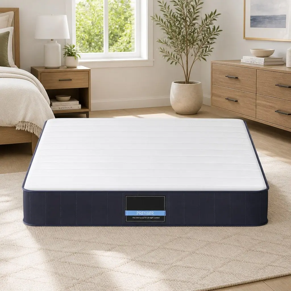 Double Mattress 20cm Firm Support Pocket Spring Tight Top Grey White