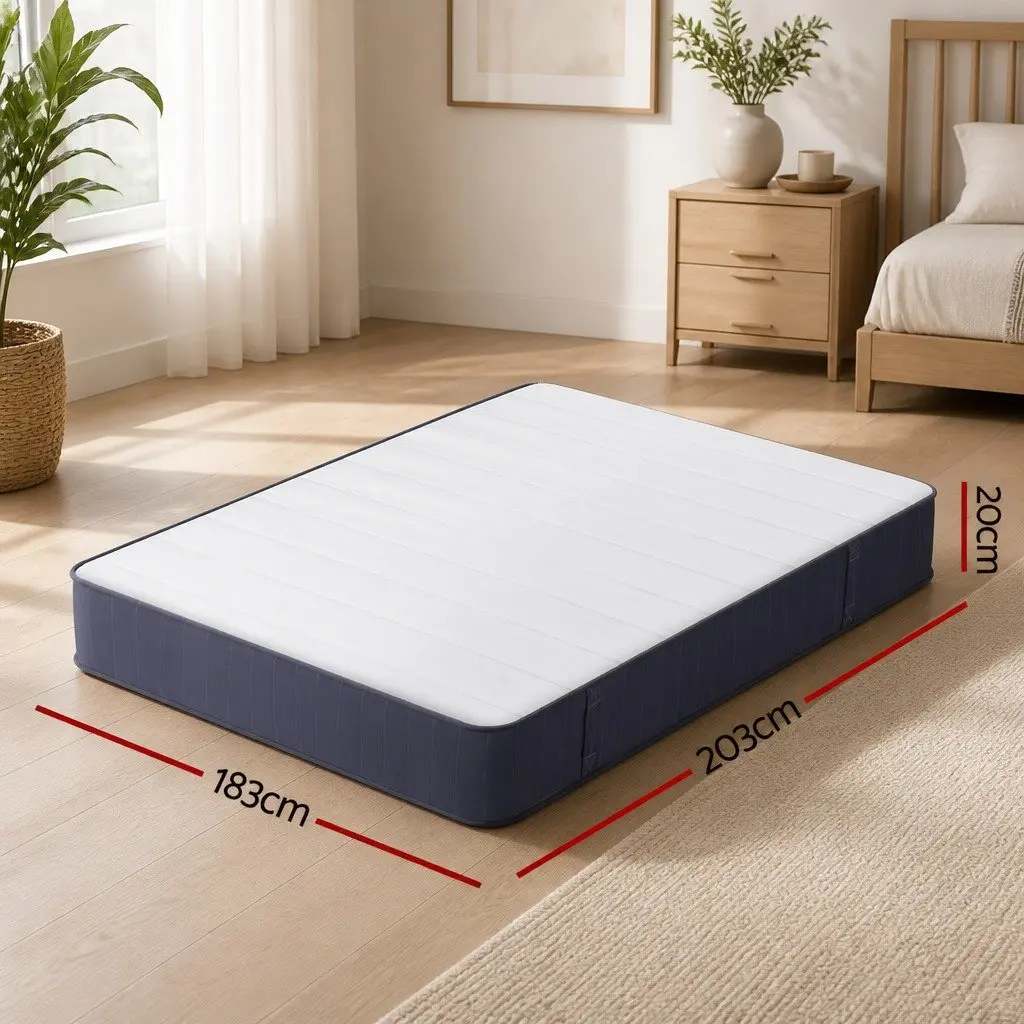 King Size Mattress 20cm Pocket Spring Firm Support Breathable Knitted Fabric