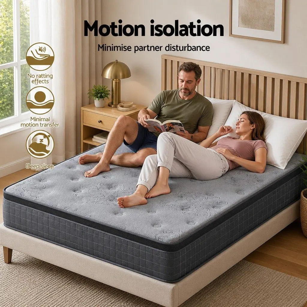 Double Mattress 26cm Euro Top Latex Foam Medium Firm Pocket Spring Bed