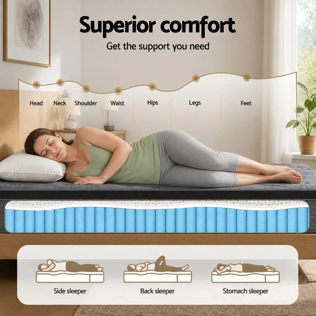 King Size Mattress Euro Top 26cm Latex Foam Medium-Firm Pocket Spring Bed