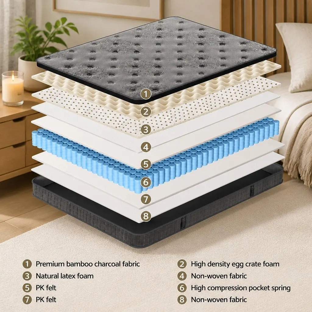 26cm Queen Mattress with Pocket Springs and Latex