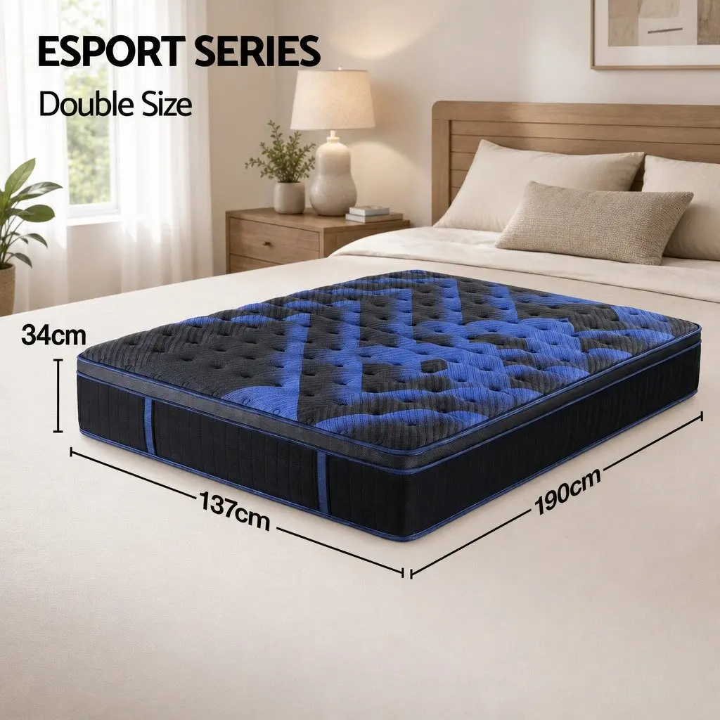 Double Hybrid Mattress 34cm Cooling Gel Memory Foam Pocket Spring Medium Firm
