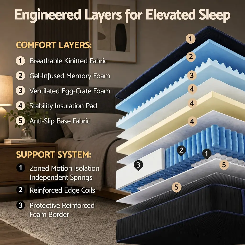 Double Hybrid Mattress 34cm Cooling Gel Memory Foam Pocket Spring Medium Firm