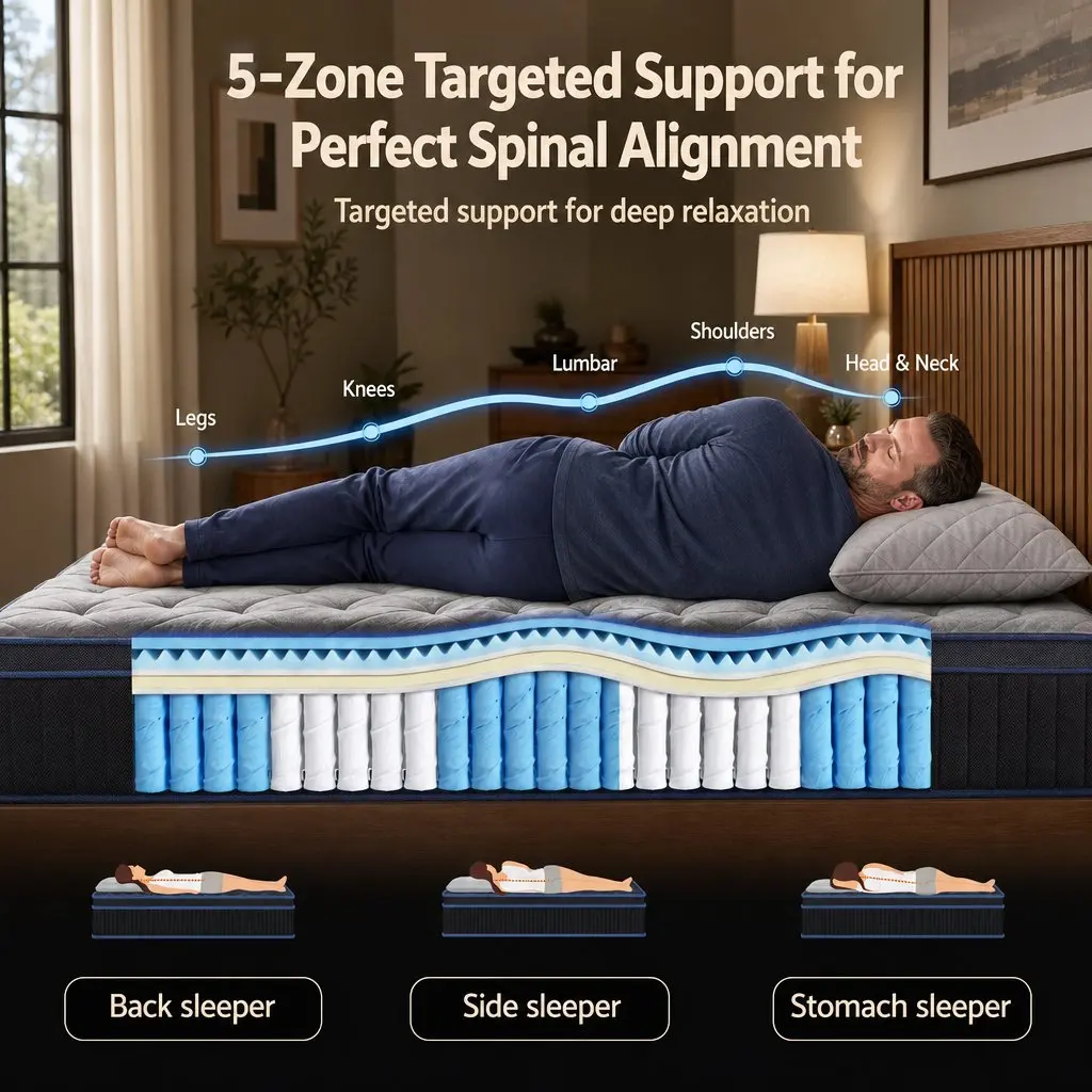 Double Hybrid Mattress 34cm Cooling Gel Memory Foam Pocket Spring Medium Firm