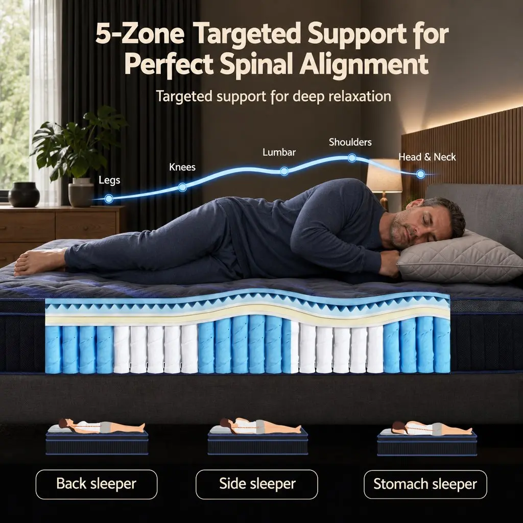 King Single Mattress Cooling Gel Memory Foam Pocket Spring Support 34cm