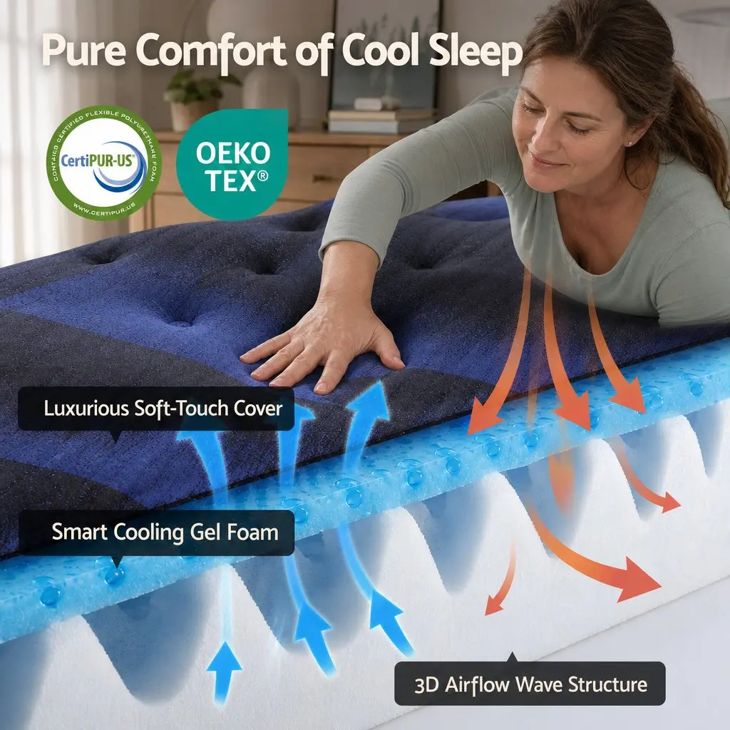 King Single Mattress Cooling Gel Memory Foam Pocket Spring Support 34cm