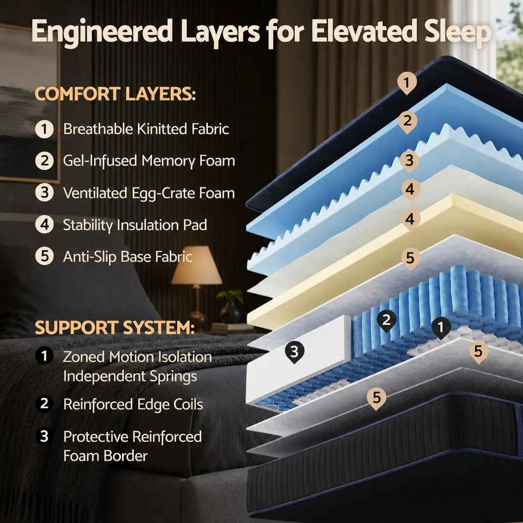 Single Hybrid Mattress 34cm Cooling Gel Memory Foam Pocket Spring Medium Firm