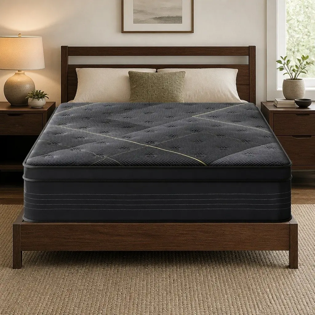 Double Mattress 35cm Hybrid Pocket Spring Bamboo Charcoal Foam Medium Firm
