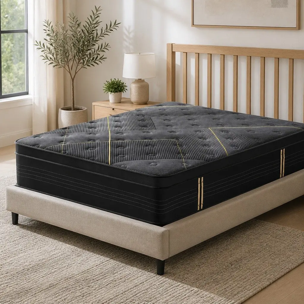 Double Mattress 35cm Hybrid Pocket Spring Bamboo Charcoal Foam Medium Firm