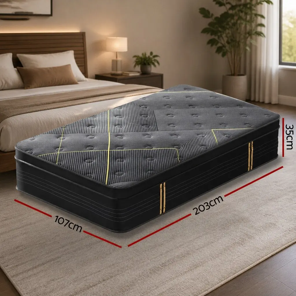 Hybrid Mattress King Single 35cm Medium Firm Pocket Spring Bamboo Charcoal Foam