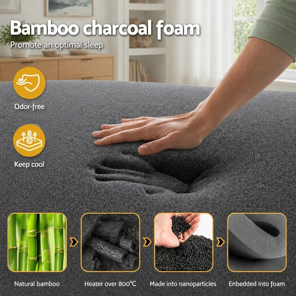Hybrid Mattress King Single 35cm Medium Firm Pocket Spring Bamboo Charcoal Foam