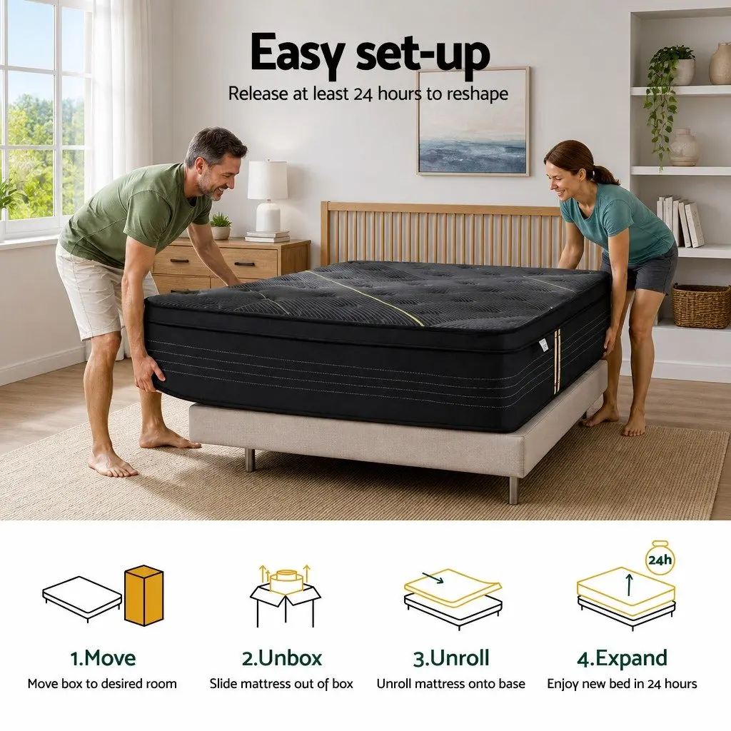 Hybrid Mattress King Single 35cm Medium Firm Pocket Spring Bamboo Charcoal Foam