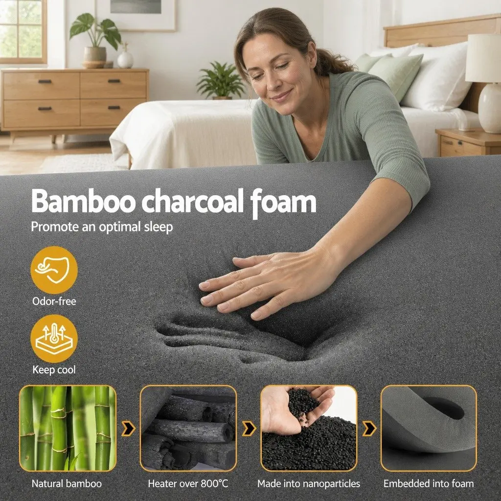 Queen Mattress 35cm Hybrid Pocket Spring Foam Medium Firm Euro Top Black