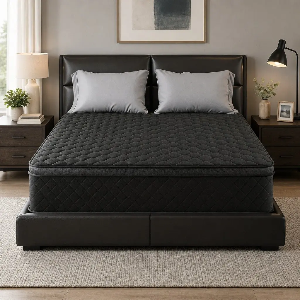 Double Mattress 34cm Euro Top 5-Zone Pocket Spring Support Black Bed