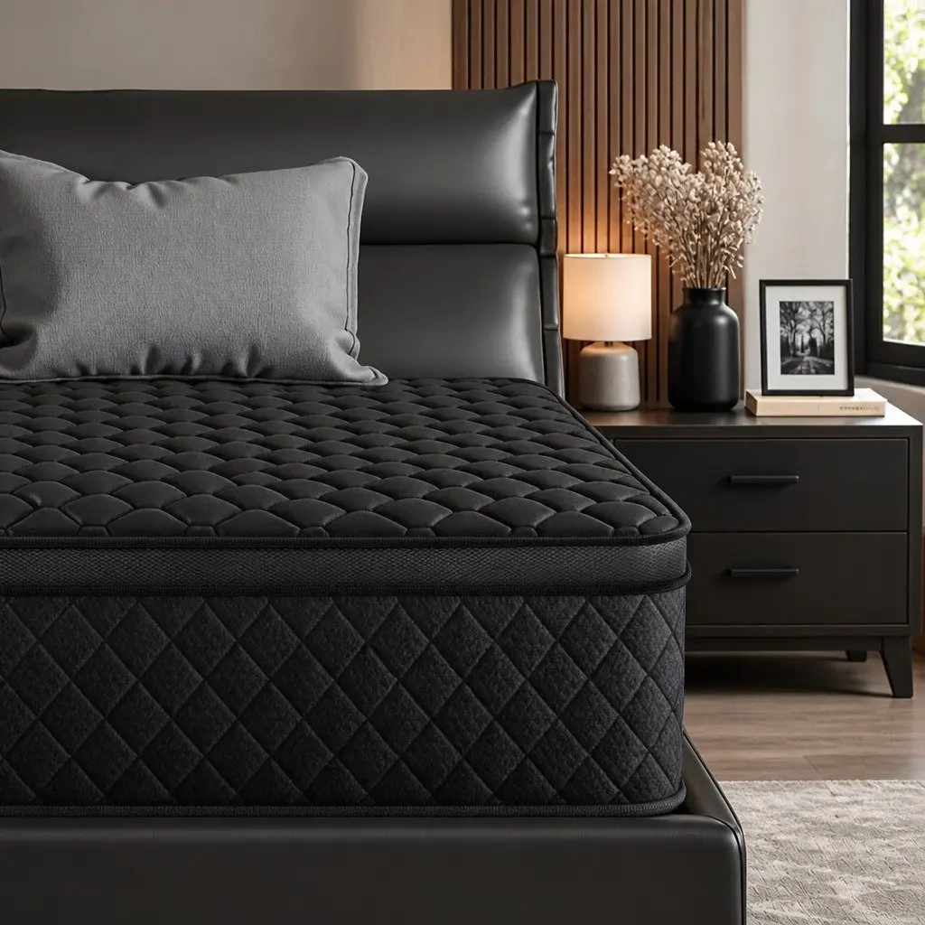 Single Mattress Euro Top 34cm 5-Zone Pocket Spring Support Medium Firm Black