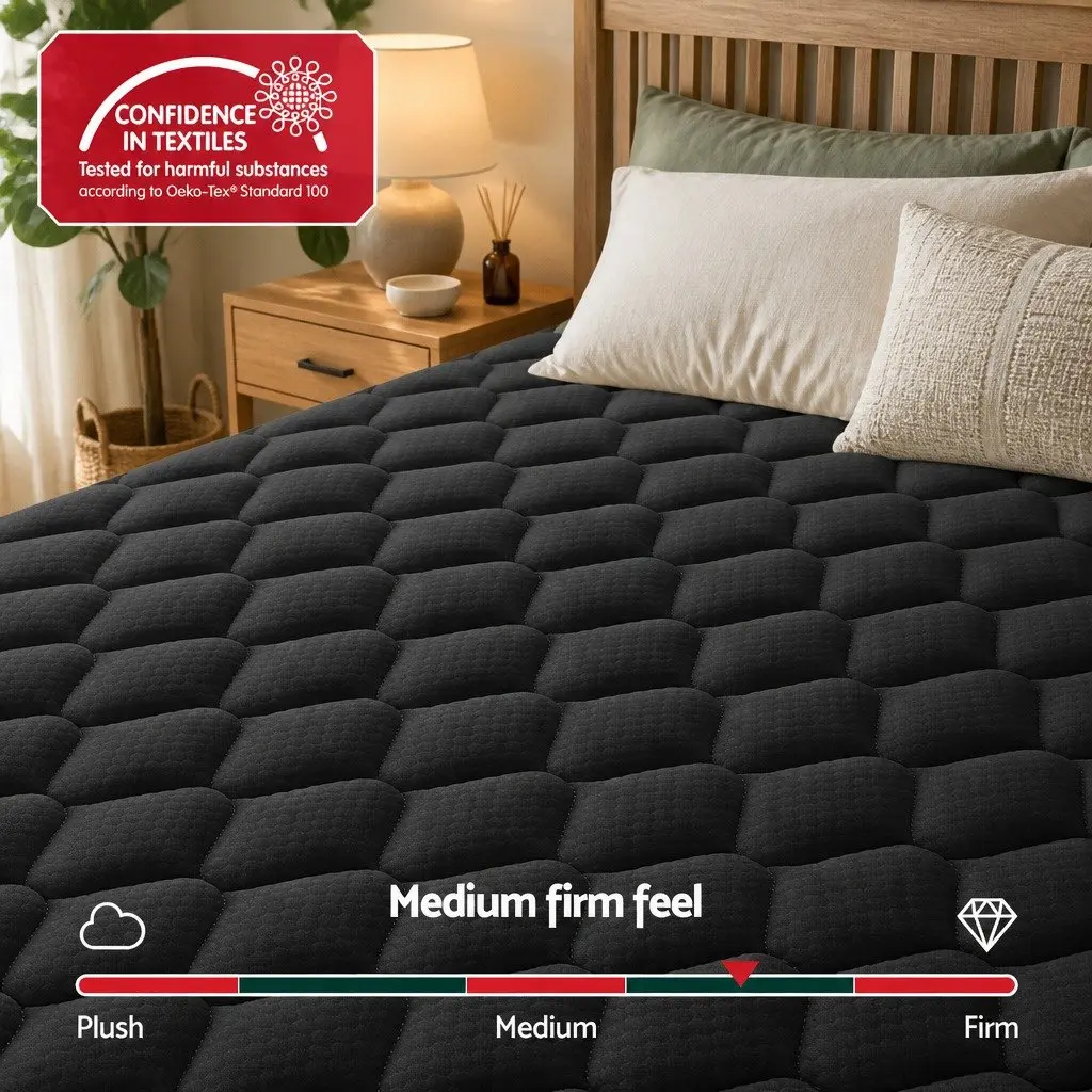 Single Mattress Euro Top 34cm 5-Zone Pocket Spring Support Medium Firm Black