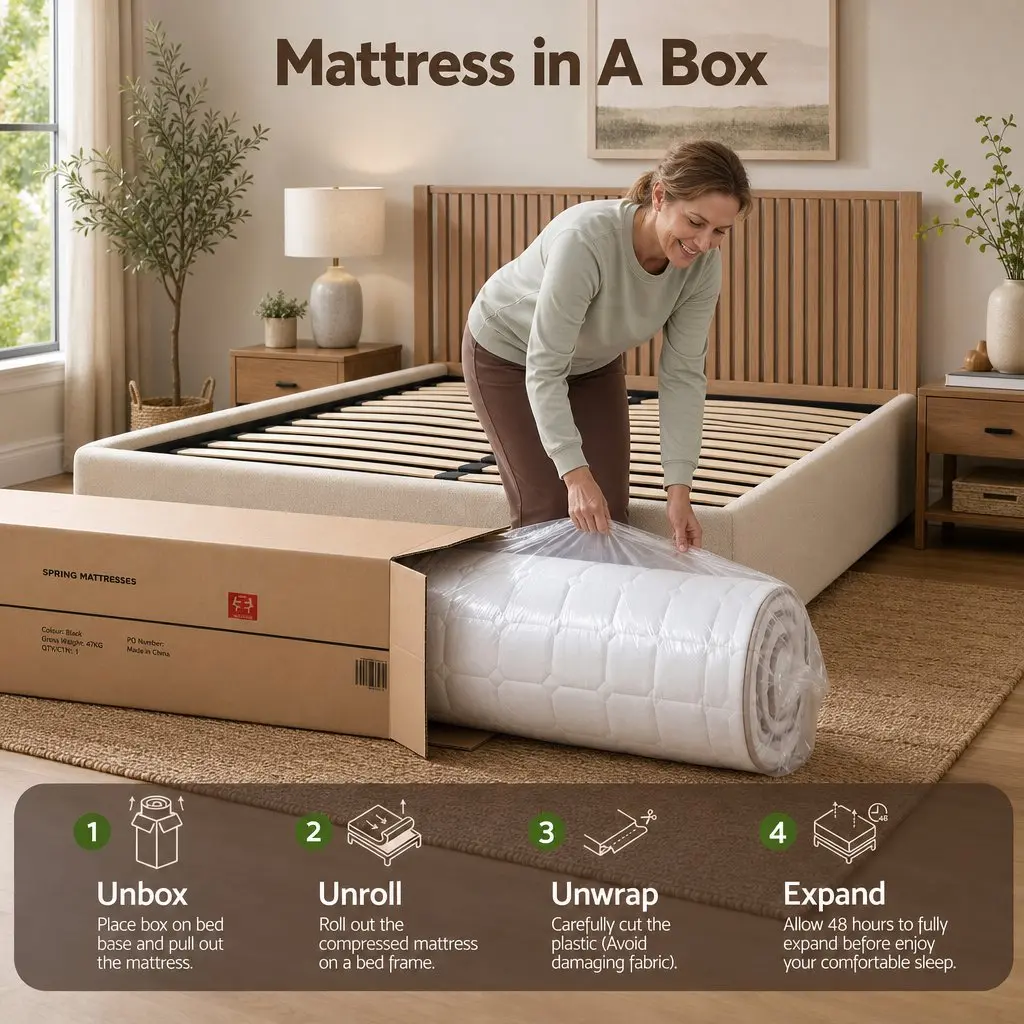 King Size Mattress 20cm Firm Pocket Spring Bedroom Guest Room White