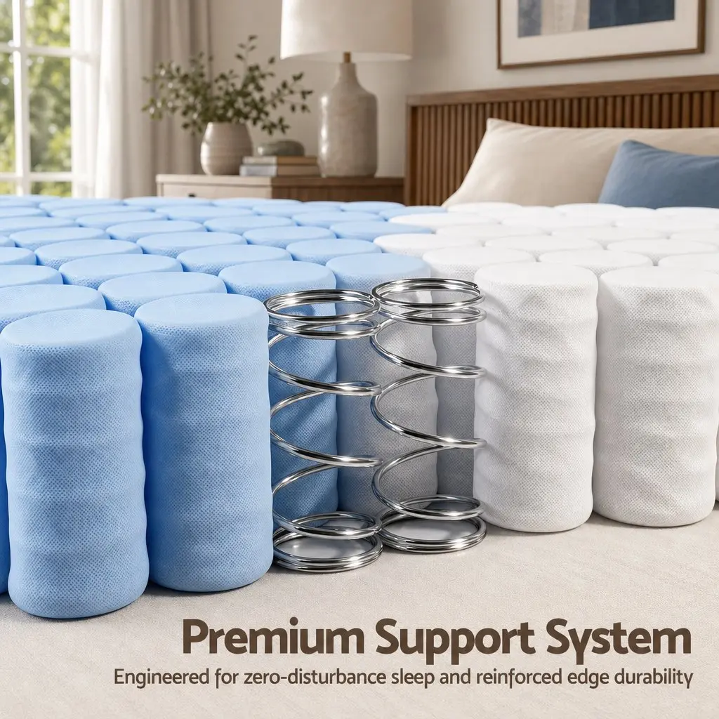 Queen Mattress 20cm Firm Pocket Spring Bed for Bedroom White