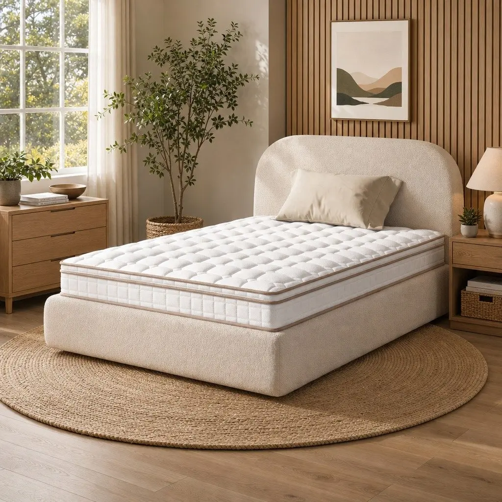 Single Mattress Euro Top 20cm Firm Pocket Spring White Bedroom Guest Room