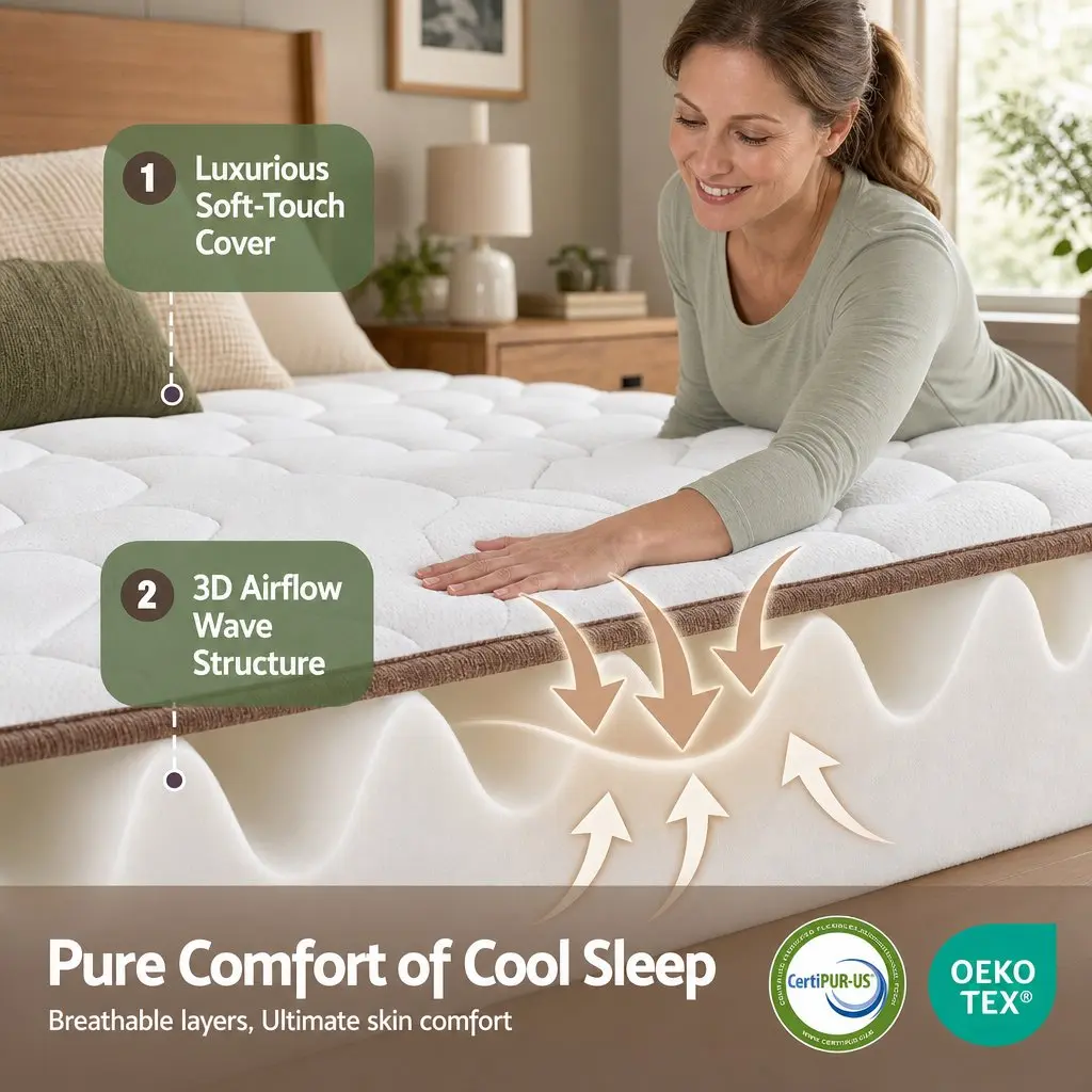 Single Mattress Euro Top 20cm Firm Pocket Spring White Bedroom Guest Room