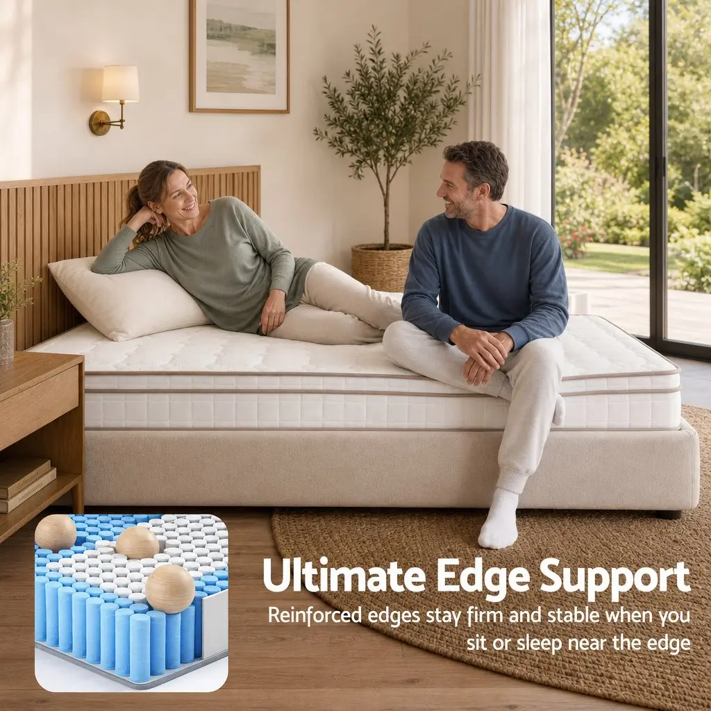 Single Mattress Euro Top 20cm Firm Pocket Spring White Bedroom Guest Room