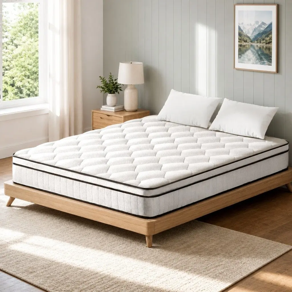 King Size Mattress 22cm Euro Top Medium Firm Pocket Spring White Bed Comfort