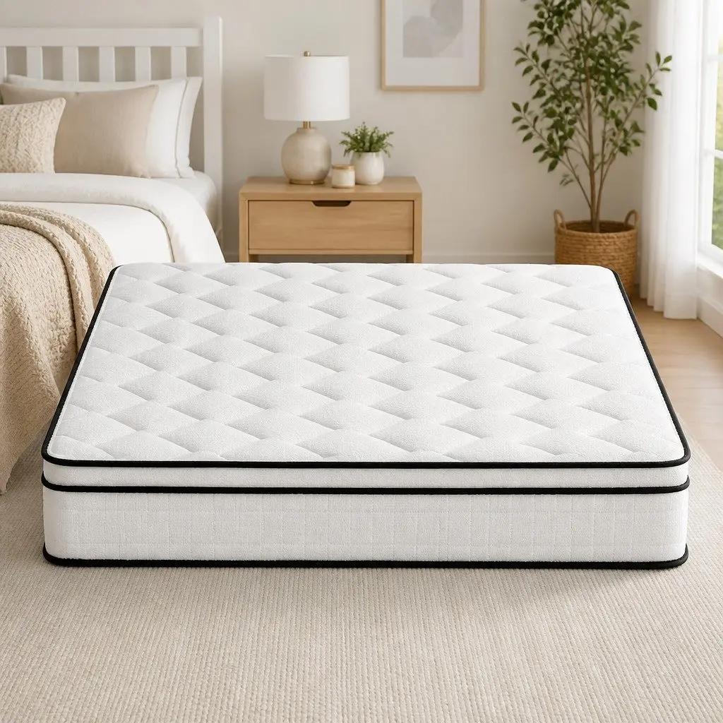King Size Mattress 22cm Euro Top Medium Firm Pocket Spring White Bed Comfort
