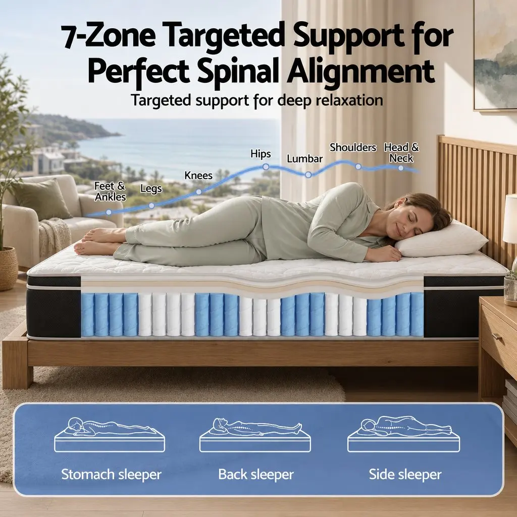 King Size Mattress 35cm Firm Pocket Spring Copper Memory Foam Euro Top Sleep