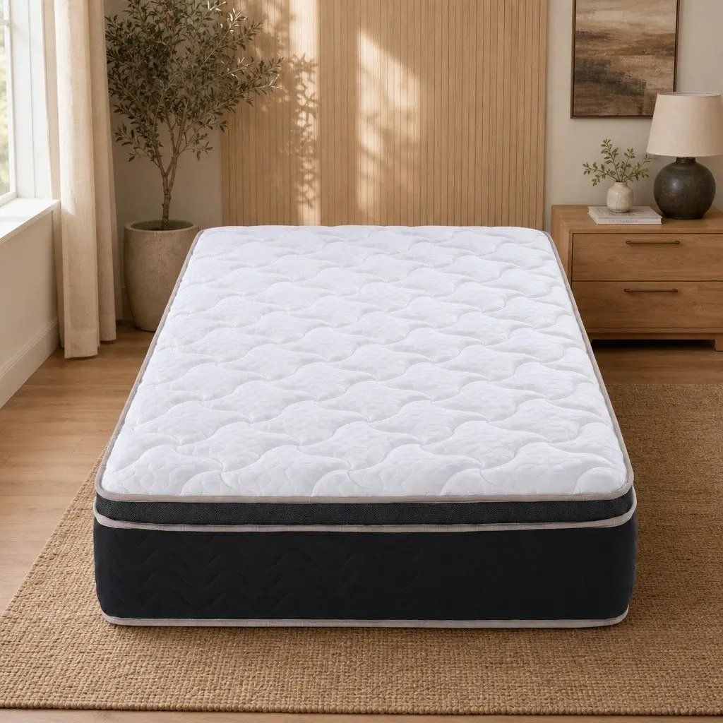 Single Mattress Bedroom 35cm Firm Pocket Spring Euro Top Memory Foam Edge Support