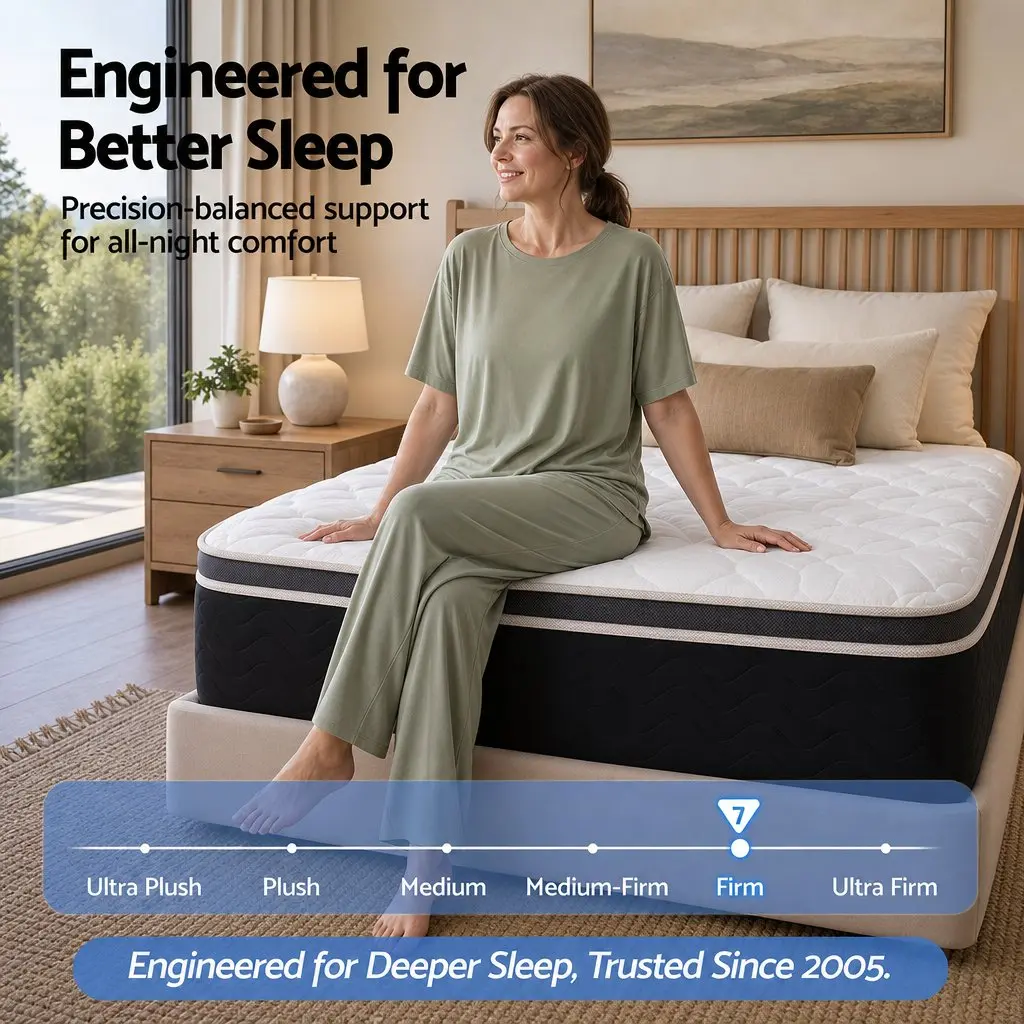 Single Mattress Bedroom 35cm Firm Pocket Spring Euro Top Memory Foam Edge Support