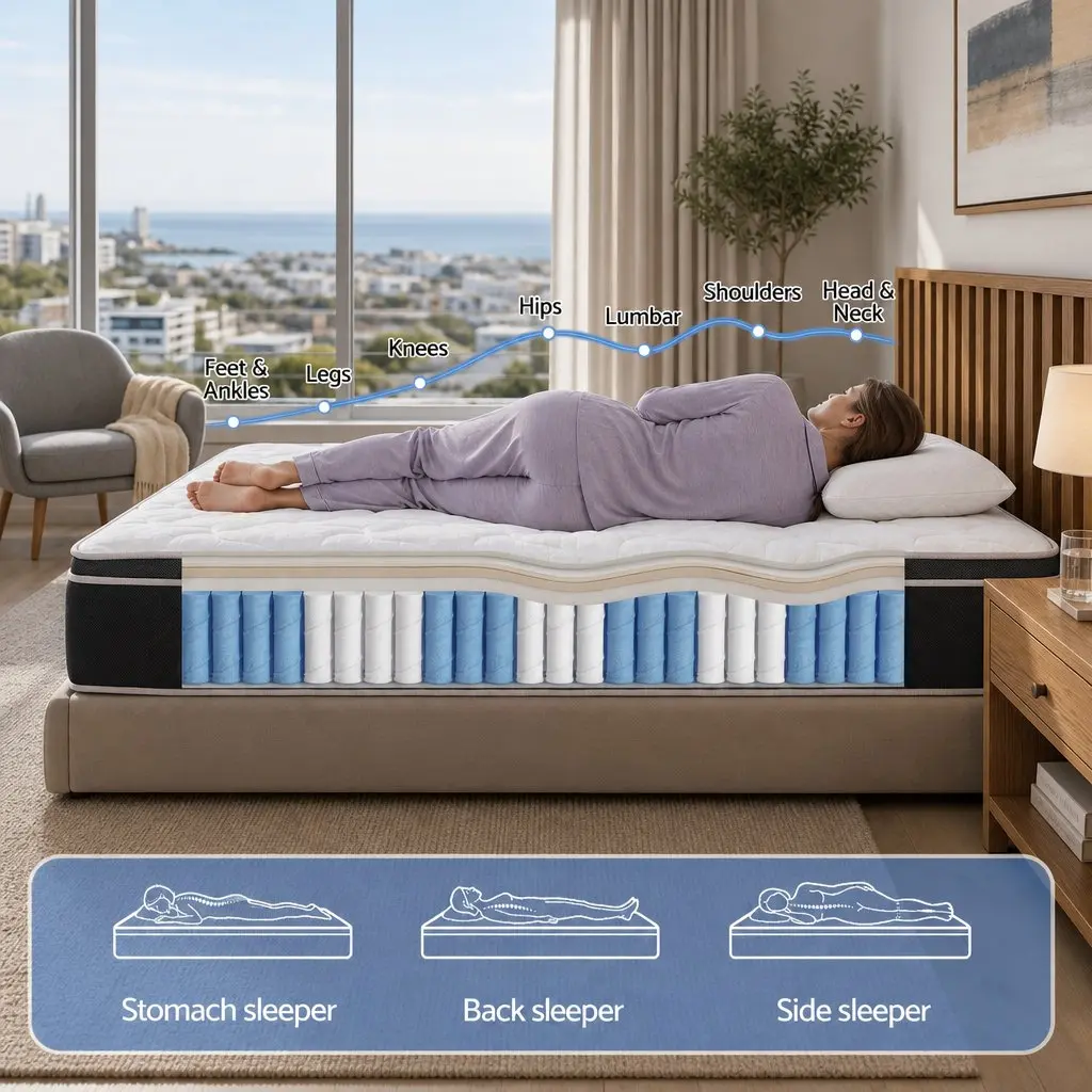 Single Mattress Bedroom 35cm Firm Pocket Spring Euro Top Memory Foam Edge Support