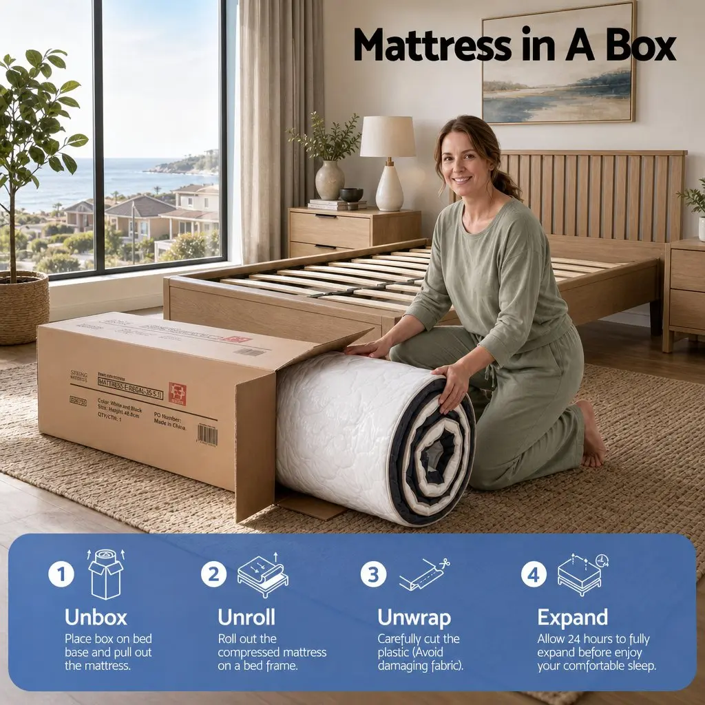 Single Mattress Bedroom 35cm Firm Pocket Spring Euro Top Memory Foam Edge Support
