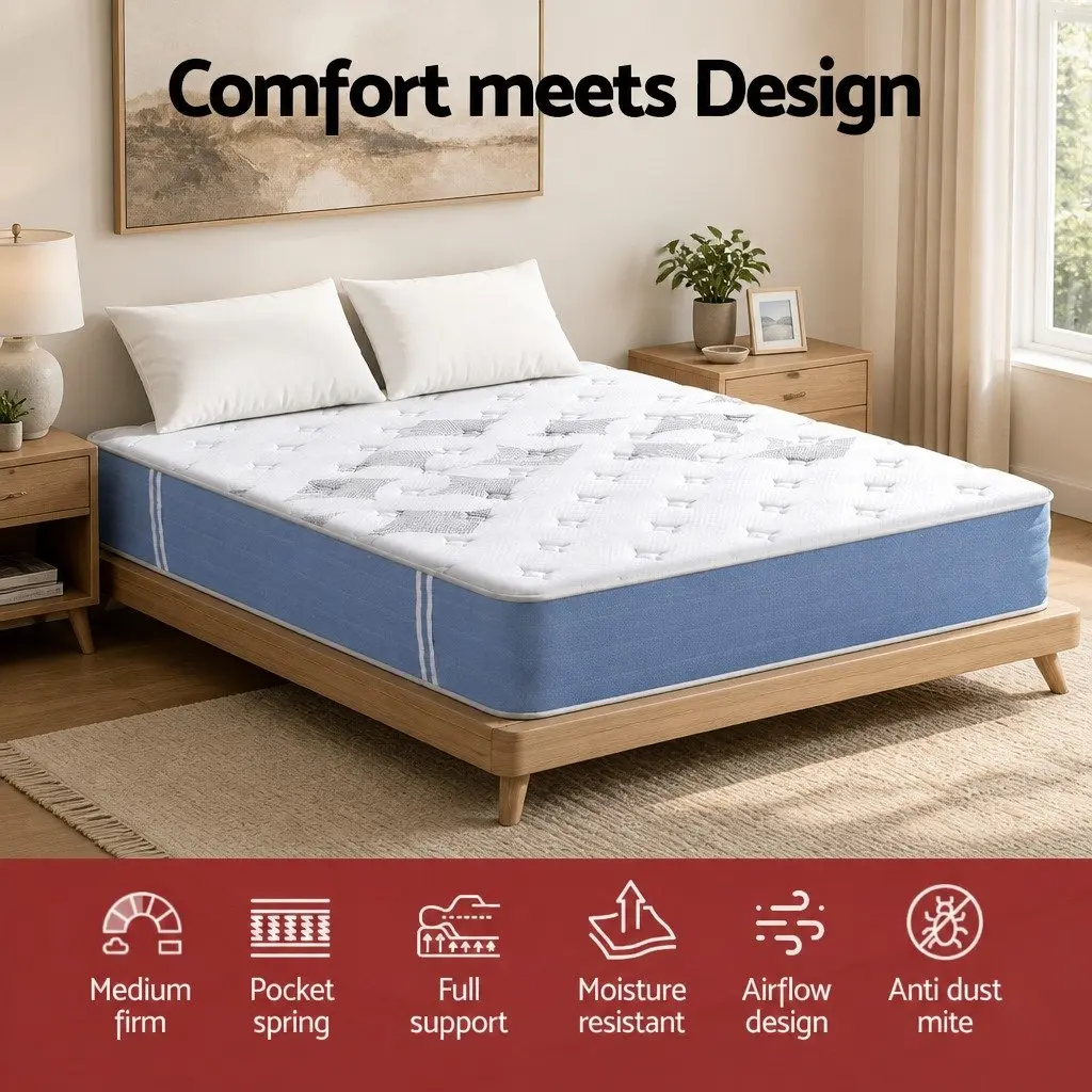 Queen Mattress 25cm Pocket Spring