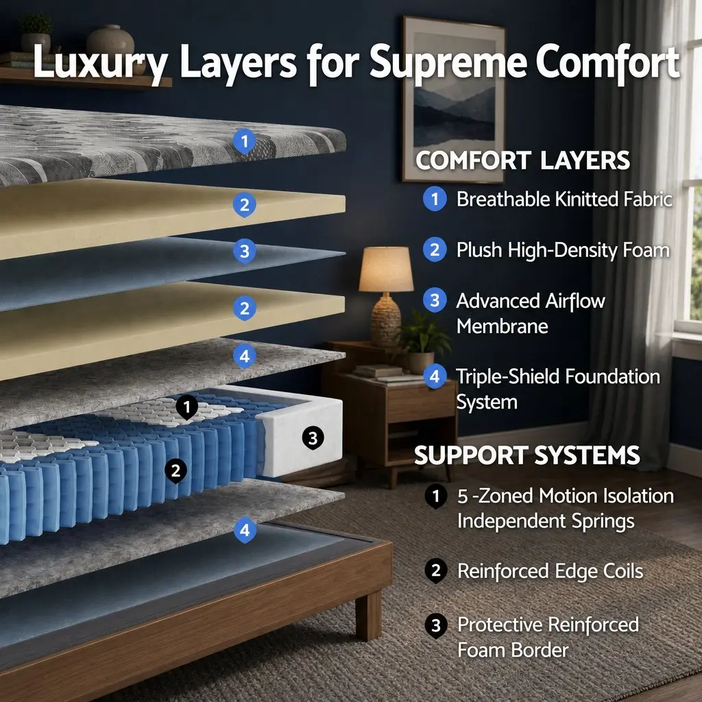 Single Mattress 30cm Pocket Spring Firm 5-Zone Support Breathable Fabric Grey