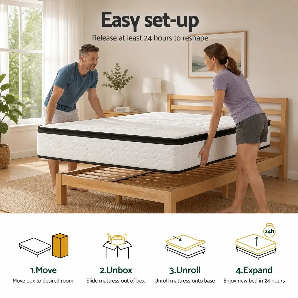 Double Mattress Euro Top 30cm Medium Firm for Bedroom