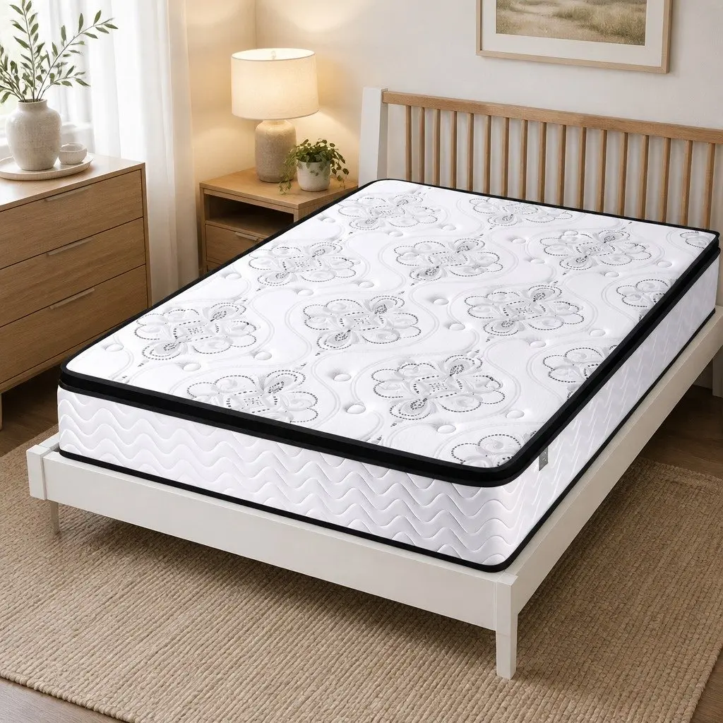 Queen Mattress 30cm Pocket Spring Euro Top Medium Firm Foam Breathable Sleep Bed