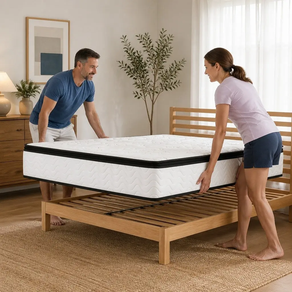 Queen Mattress 30cm Pocket Spring Euro Top Medium Firm Foam Breathable Sleep Bed