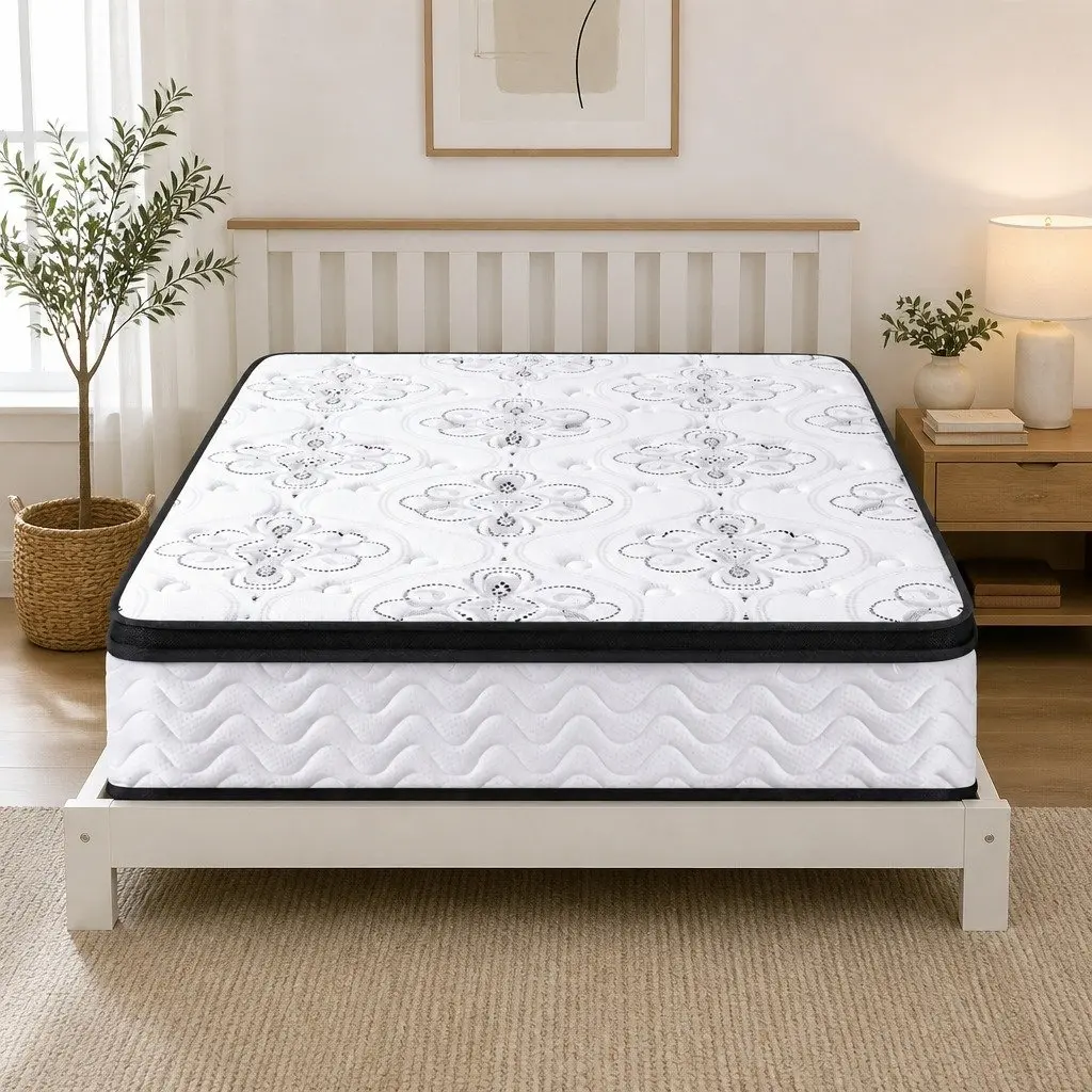 Queen Mattress 30cm Pocket Spring Euro Top Medium Firm Foam Breathable Sleep Bed